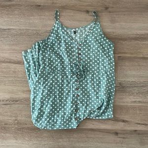 Green polka dot dress - M